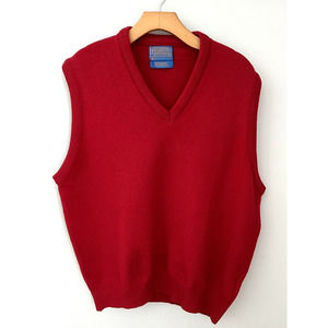 PENDLETON Mens RED XL Sweater Vest Vintage 100% Virgin Wool Made in USA